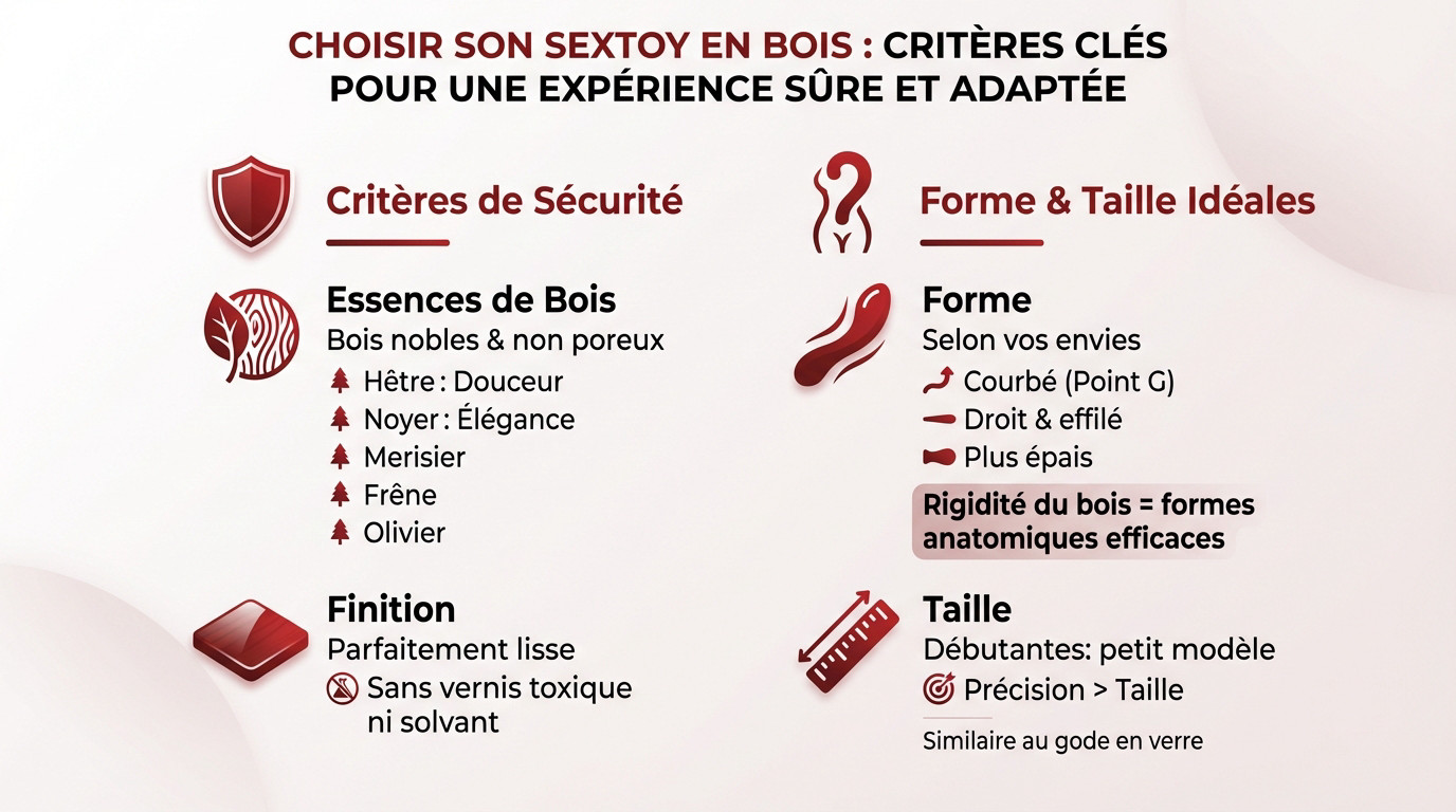 Sélection de godemichés en bois artisanal de différentes essences et formes