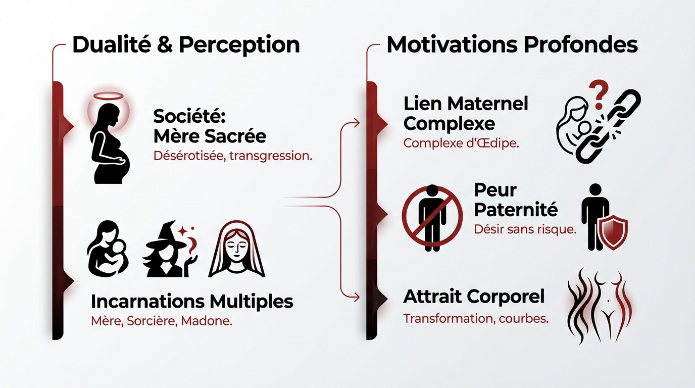 Représentation artistique symbolisant le désir et la fascination pour la femme enceinte