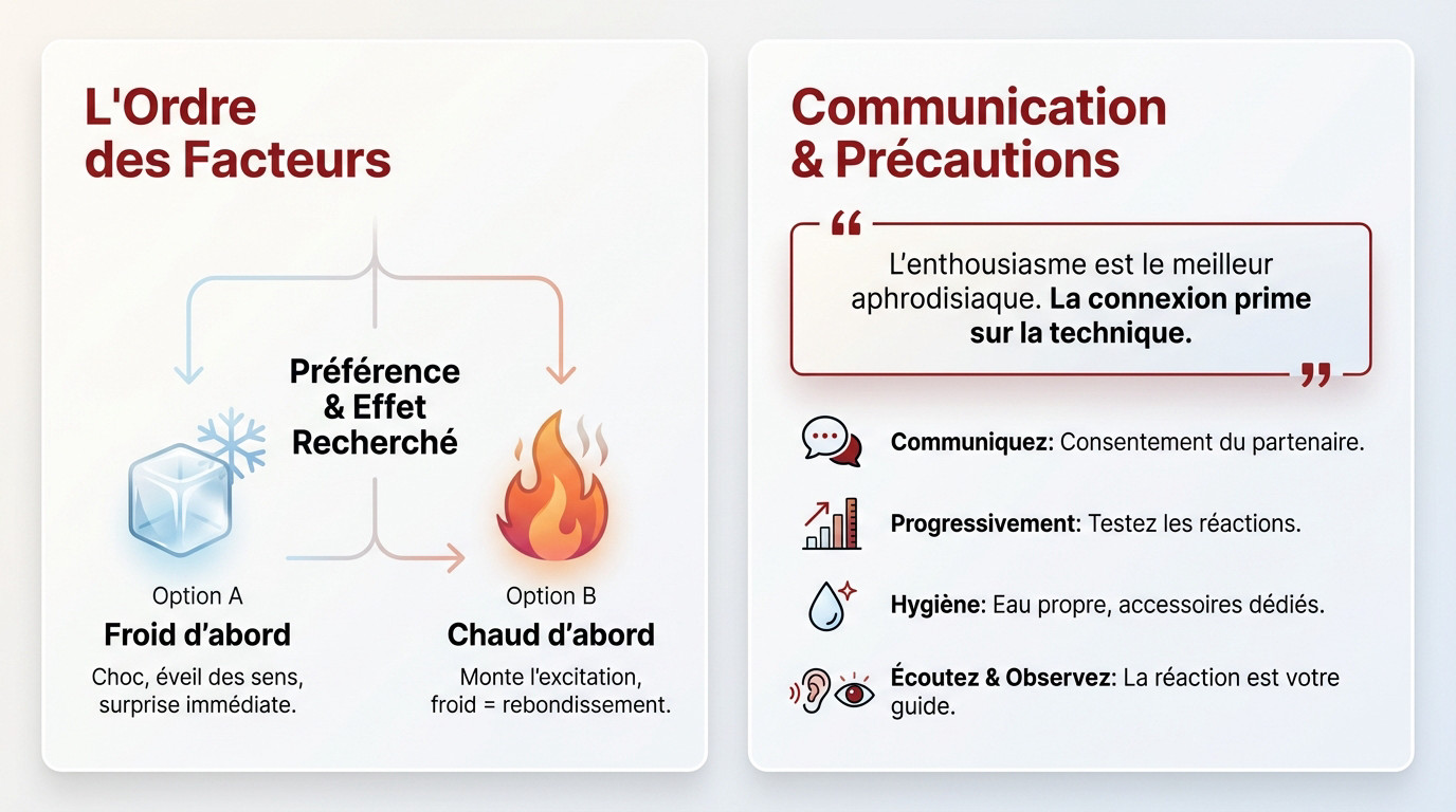 Infographie sur l'ordre des facteurs et la communication pour la technique Fire & Ice
