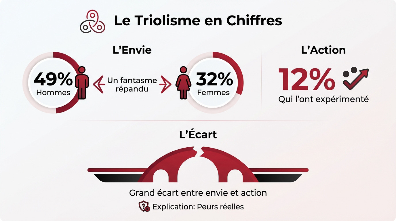 Graphique illustrant l'écart entre le fantasme du plan à trois et sa réalisation réelle